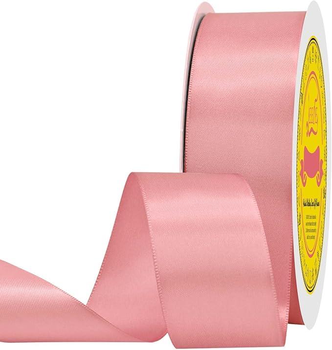 Double Face Dusty Pink Satin Ribbon 1-1/2" X 50 Yards Polyester Dusty Pink Ribbon for Gift Wrapping Very Suitable for Weddings Party Hair Bow Invitation Decorations and More