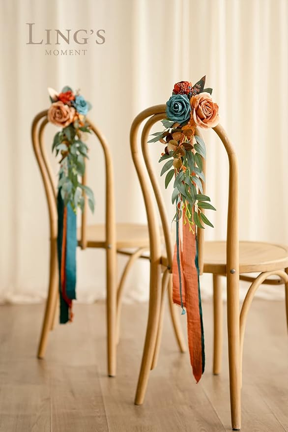 Ling's moment Artificial Flowers 16pcs Burnt Orange Silk Roses Real Looking 3.5" Fake Terracotta Roses Bulk with Stems for DIY Fall Wedding Bouquets Centerpieces Party Baby Shower Home Decoration