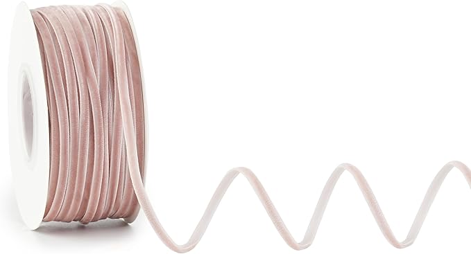 MAYREEL 1/8 Inch Dusty Rose Velvet Ribbon Thin Mauve Vintage Ribbon for Wedding Invitations Gift Wrapping Party Favor Boxes 50 Yards