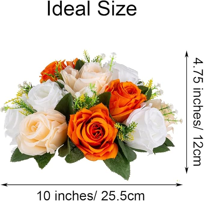 Flower Centerpieces for Wedding Tables: Wedding Table Decorations Orange Flower Balls Centerpieces for Engagement Cerebration Party Center Pieces 6 Packs