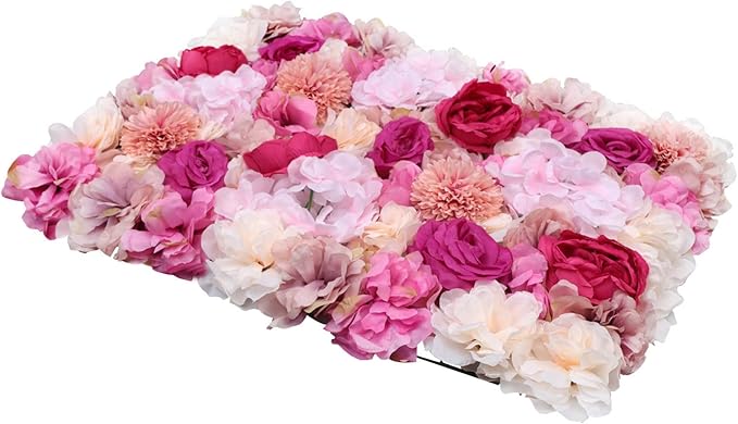 VelvetSlumbliery 6PCS Silk Rose Wall, 15.7×23.6In Artificial Flower Wall Backdrop Faux Flowers Panel, Flower Walls Panel Floral Backdrop, 3D Floral Rose Panels for Wedding, Clothing Store