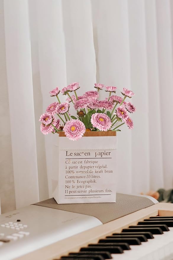 8pcs Chrysanthemum Flowers Artificial Fake Silk Pot Marigold Flowers Faux Daisy Bouquet with Stems for Home Wedding Dining Table Party Decor(Light Purple)