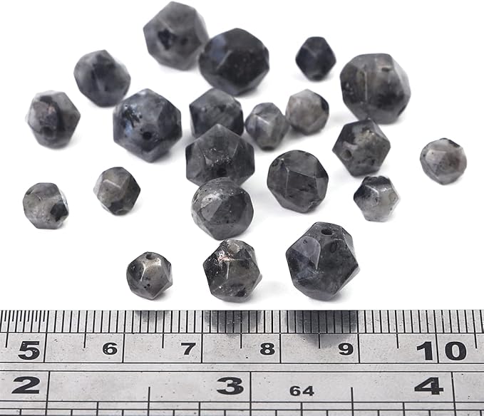 Faceted Natural Black Spectrolite Stone Round Beads 8mm 36cm/Strand for Jewelry Making