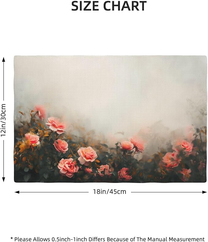 Placemats 4 pcs Vintage Oil Painting Flowers Double-Layer Imitation Linen Place Mats Non-Slip Heat-Resistant Tablemats for Home Restaurant Hotel 18×12 Inch