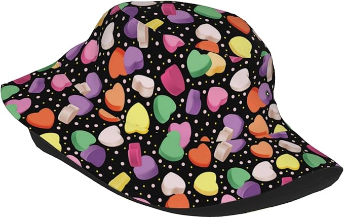 Love Bucket Hat Heart Fisherman Cap Romantic Bucket Hats Sun Caps for Hiking Camping