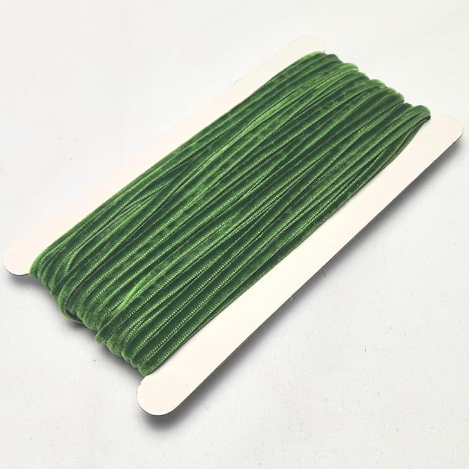 Chenkou Craft Green 25 Yards 1/8" 3mm Velvet Ribbon Lots Bulk (Green, 1/8"(3mm))