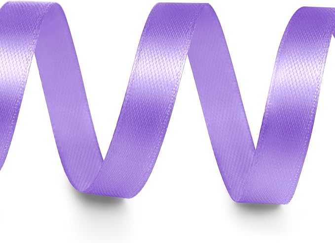 3/8" x 25 Yards Satin Ribbon, Light Purple Silk Ribbon Ideal for Gift Wrapping, Floral Bouquets, Crafts, Wedding Party Decorations, Christmas and Sewing Projects