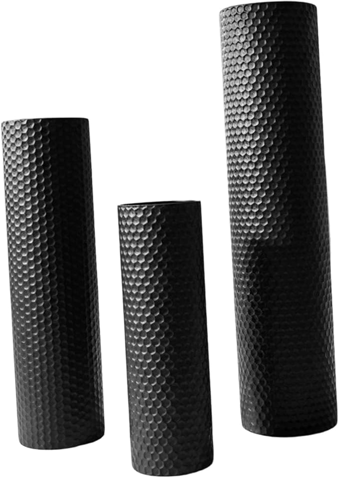 Fenteer 3X Floor Vases Set Floor Standing Ornament Creative Modern Metal Decorative Cylinder Vase Flower Container for