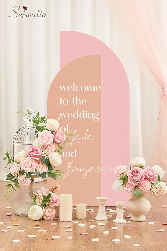 Serwalin Artificial Flowers Fake Silk Flowers for DIY Wedding Bouquets Cake Decoration Mixed Roses Combo Blush Pink and White Flower Centerpieces Arrangements for Party Table Chair Decor