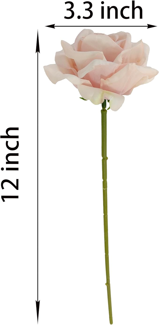 Artificial Satin Rose Flower Heads,48 Pcs Silk Rose Heads with Stems,3.3'' Rose Artificial Flowers Bulk,Artificial Rose Flower Heads for DIY Crafts Bouquet (48, Fall Pink)