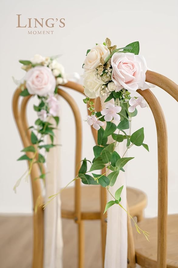 Ling's moment Artificial Flowers 16pcs Pale Pink Silk Roses with Stems, 3.5" Fake Shabby Blush Vendela Roses Bulk for DIY Wedding Bouquets Centerpieces Party Baby Shower Home Decoration
