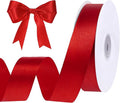 Red Ribbon 1 Inch 50 Yards Craft Polyester Christmas Satin Ribbon Red Bows for Wedding Outdoor Patio Decor Wreath Hair Bows Crafts Gift Wrapping DIY Projects