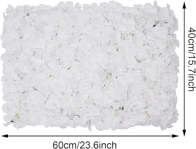 16"x 24" Artificial Flower Wall Panels,Flower Wall Mat Silk Flower Panels for Outdoor Garden Backyard Fence Fence Privacy Screen and Indoor Wall Decor(10Pcs White,Style 3)