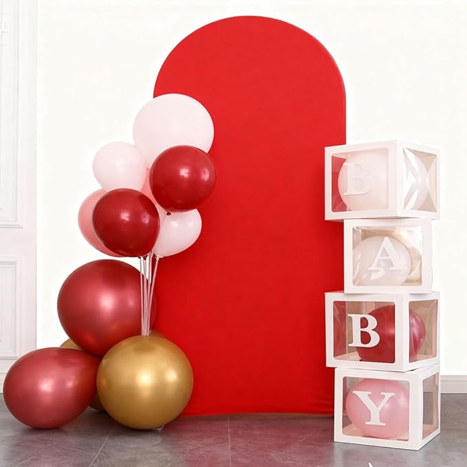 6.6 FT Red Arch Backdrop Cover, Red Christmas Arch Cover, Arch Backdrop Stand Covers for Birthday Wedding Party Decor