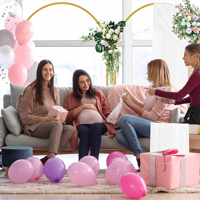 6 FT Arch Backdrop Stand, Metal Background Balloon Arch Stand, Baby Shower Backdrop Arch, Gold Arches for Party Decoration