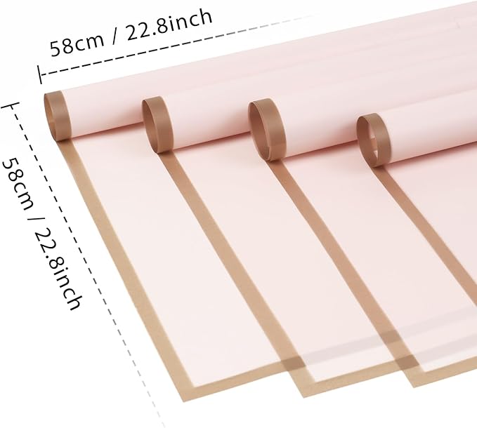 FUHITIM 20 Sheets Flower Wrapping Paper - Waterproof Floral Bouquet Packaging Paper for DIY Crafts，Florist Supplies Packaging Paper for Wedding Birthday Gift(Pink)