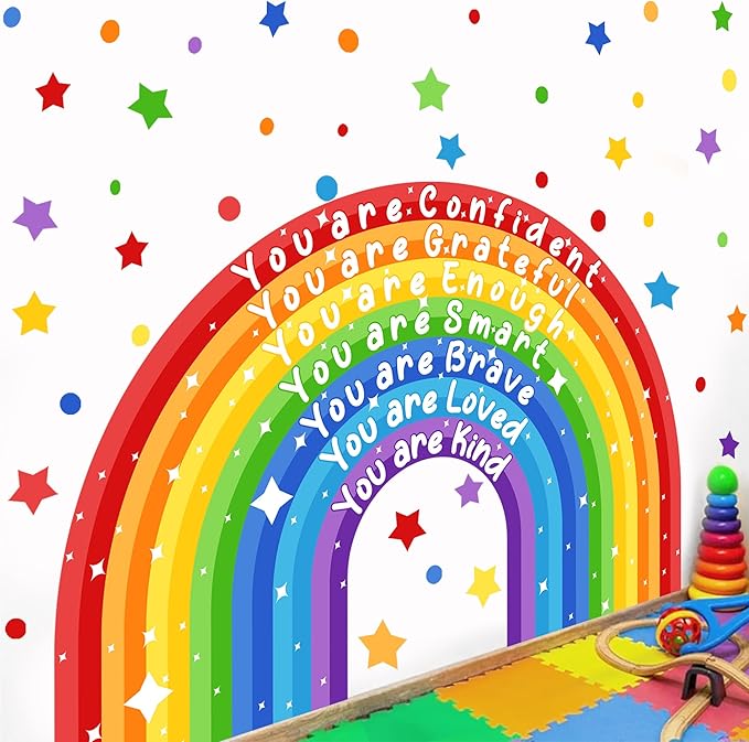 Large Rainbow Wall Sticker Colorful Inspirational Wall Decals for Classroom Peel and Stick Kids Nursery Walls Stickers You are Motivational Art Murals Vinly Decal for Baby Room Playroom Toddler Decor
