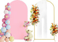 Putros 6.6ft Metal Arch Stand with Cover Pink Spandex Fitted Wedding Arch Cover and Round Top Chiara Backdrop Stand Set for Birthday Party Baby Shower Decoration