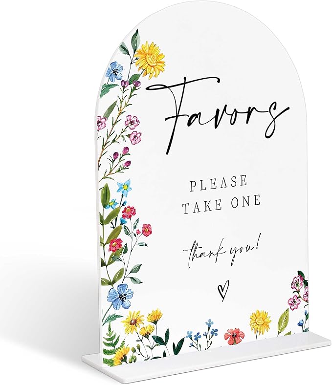 Acrylic Wedding Signs Favors Please Take One Sign for Reception, 6x8" Floral Themed Arch Acrylic Table Decor, Love Is In Bloom & Baby In Bloom Decorations for Baby Shower Bridal Shower Engagement