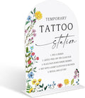 Acrylic Wedding Signs Temporary Tattoo Station Sign, 6x8" Floral Themed Arch Acrylic Table Decor, Love Is In Bloom & Baby In Bloom Decorations for Baby Shower Bridal Shower Engagement