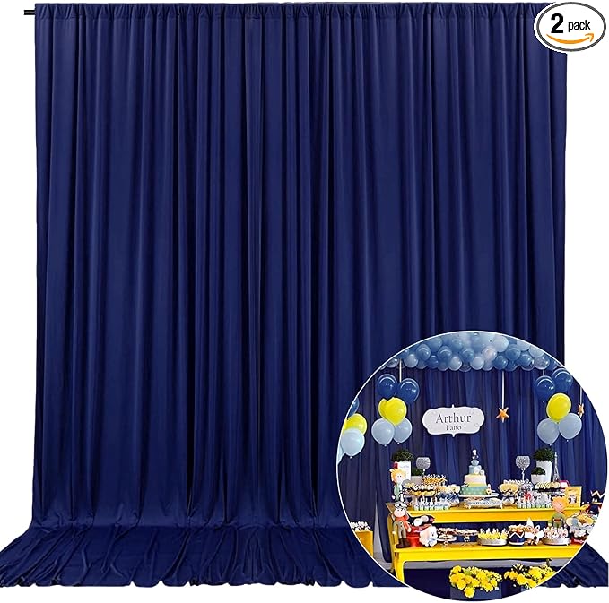 10 x 10 Feet Royal Blue Backdrop Curtain for Partie, Background Curtains for Photoshoot, Birthday, Wedding, Halloween, Thanksgiving, Christmas Day, New Year Party Decorations 5Ft x 10Ft, 2 Panels