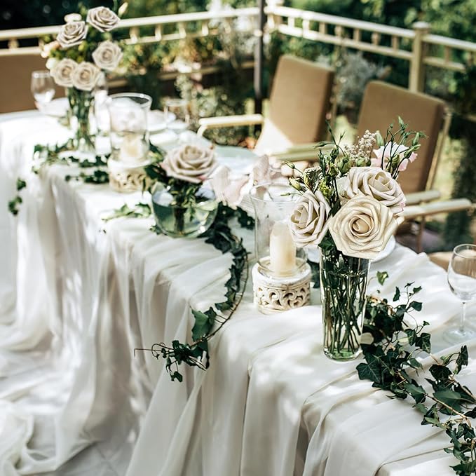 Artificial Flowers, 50pcs Champagne Light Gold Rose for DIY Wedding Bouquets Centerpieces Arrangements, Artificial Rose with Stem for Bridal Shower Party Home Decorations