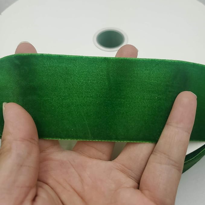 10 Yards Velvet Ribbon Spool (Green, 2")
