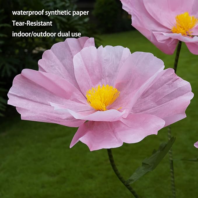 Giant Flowers for Decoration,Large Paper Flowers with Stand,Artificial Flowers for Home Decor,Wedding Background Decor,Shop Window Display,Photography Props,Banquet Party (Pink)