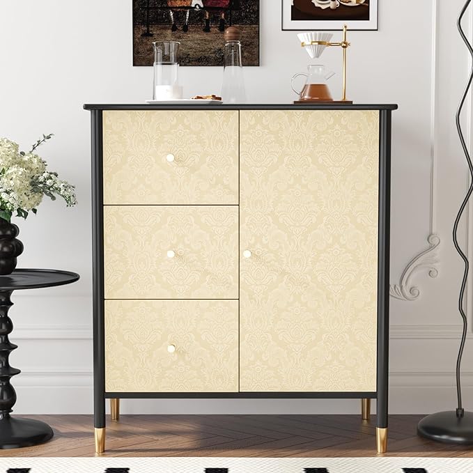 Beige Floral Peel and Stick Wallpaper Textured Vintage Damask Floral Wallpaper 15.7"x118" Self Adhesive Removable Beige Contact Paper for Cabinets Waterproof Vinyl Roll for Bedroom Bathroom
