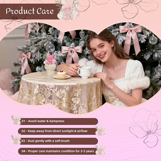 Preserved Floral Gift Set, Everlasting Rose in Small Ceramic Pot - Lasting Beauty for Home Table Decor, Mother's Day, Valentine's Day, Birthday, and Anniversary (Pink)
