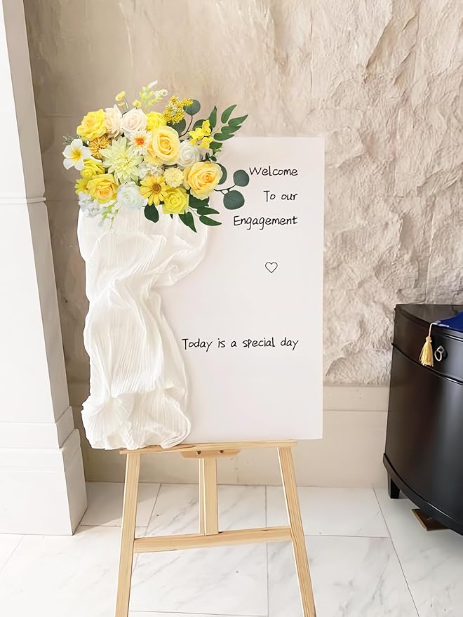 Multi Use Artificial Flowers Combo for DIY Centerpieces Arrangements Wedding Bridal Bouquet Table Chair Decor Candle Holder Baby Shower Cake Decor Flower Strips Home Décor (Yellow)