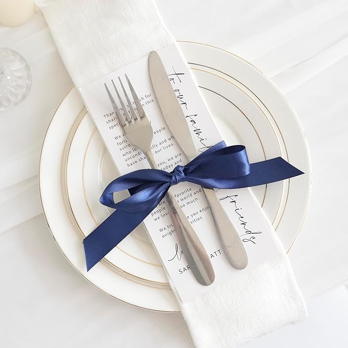 MEEDEE Navy Ribbon 1 Inch Navy Blue Satin Ribbon Lux Double Faced Satin Ribbons by 50 Yards Polyester Blue Wrapping Ribbons for Crafts, Weddings, Flower Bouquet, Holiday Decorating