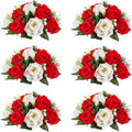 Flower Centerpieces for Wedding Tables: Wedding Table Decorations Red & White Flower Balls Centerpieces for Engagement Cerebration Party Center Pieces 6 Packs