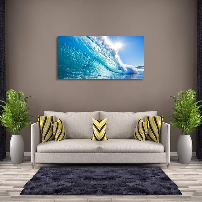 Canvas Prints Wall Art Blue Ocean Wave Surfing Sea Picture Paintings on Canvas Modern Canvas Art For Home Room Office Wall Decorations