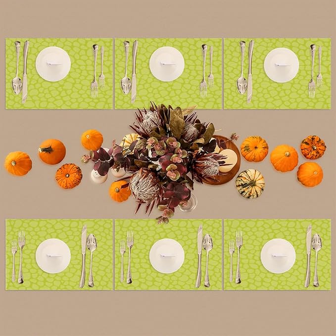 Sage Green Modern Placemats Set of 4 PVC Vinyl Non Slip Table Mats Waterproof Heat Resistant Place Mats Washable Wipeable Dining Table Mat for Kitchen Party Farmhouse Indoor Outdoor Decorative