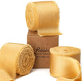 Ribbli Gold Silk Satin Ribbon 1.5 Inch x 30 Yard Handmade Frayed Chiffon Gold Ribbon for Gift Wrapping Wedding Invitations Bridal Bouquets Home Decor