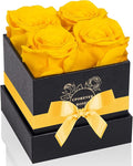 4-Piece Preserved Roses in a Box, Preserved Flowers, Roses Gift for Her, Yellow