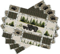 Forest Bear Moose Place Mats Set of 4 Pine Tree Wild Animal Kitchen Dining Table Mat for Indoor Outdoor Decorations 12 X 18 Inch 4 PCS, Style-19