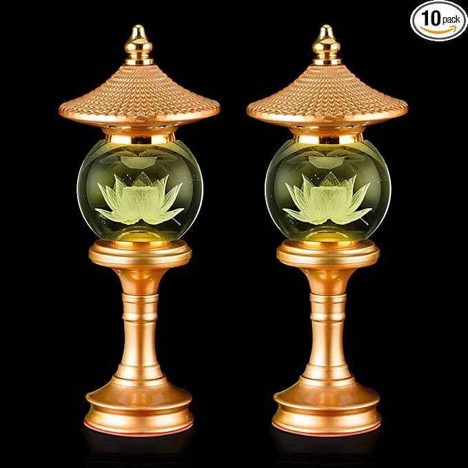 Lotus Lamp for Meditation, 7 Color Changing Crystal Buddha Light with Adjustable Switch, Ritual Decor for Buddhist Altar, Yoga Room, Home Temple Supplies & Spiritual Gift (10 inch)