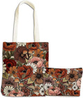 Flower Plant Lover Gifts for Women Canvas Tote Bag with Makeup Bag Cosmetic Bags Grocery Bags for Shopping Christmas