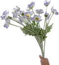 Set of 6 Poppies Flowers Artificial Silk Flowers with Long Stems Faux Wildflowers Bouquet for Vases Oil Pastel Style for Wedding Party Indoor Home Office Decor (Light Purple Blue)