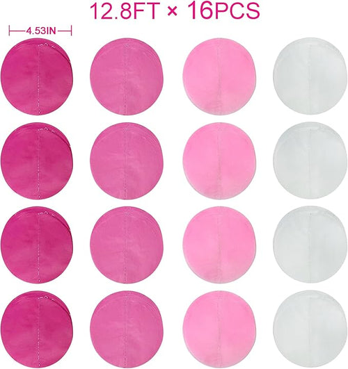 205Ft Hot Pink Party Decorations Big Polka Dots Backdrop Garland Rose Pink Circle Dots Tissue Paper Hanging Curtain Streamer for Bachelorette Birthday Bridal Shower Wedding Engagement Party Supplies