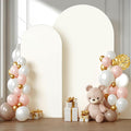 Beige Arch Backdrop Covers - 6.6FT, 5FT Spandex Fitted Wedding Arch Stand Covers Round Top Chiara Stretchy Arch Backdrop Cover for Wedding Birthday Party Decoration