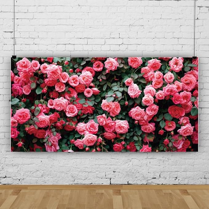 15x10ft Art Studio Flower Photo Background Pink Rose Photography Backdrop for Pictures Newborn Bridal Shower Birthday Party Banner Decor Photo Studio Props