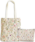 Flower Plant Lover Gifts for Women Canvas Tote Bag with Makeup Bag Cosmetic Bags Grocery Bags for Shopping Christmas