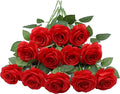 12pcs Roses Artificial Flowers Red Fake Flowers with Long Stems Silk Flowers for Wedding Bouquet Centerpices Decorations Party Bridal Baby Shower Home Decor