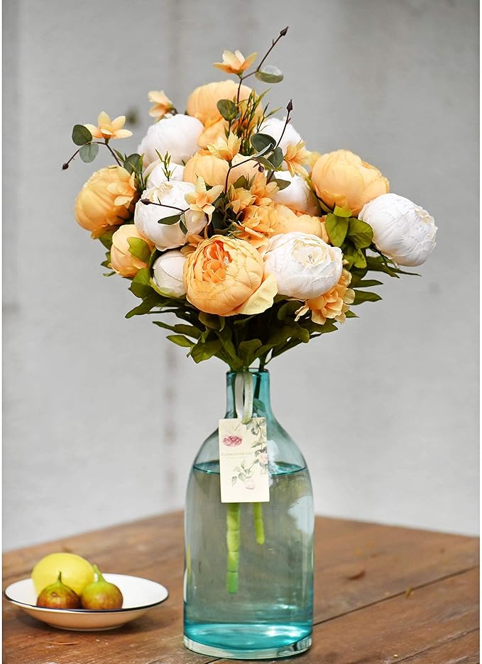 FiveSeasonStuff Vintage Artificial Peonies Silk Flowers and Hydrangeas for Wedding Bridal Home Décor – Beautiful Floral Centerpiece Arrangement Decoration with 2 Bouquets (Summer Breeze)