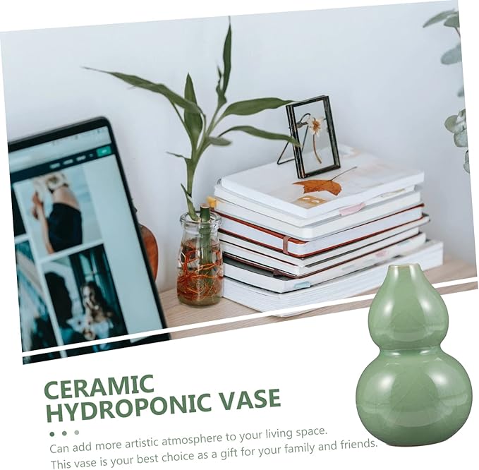 Cabilock 1pc Gourd Shape Hydroponic Vase Elegant Ceramic Flower Arrangement Decor Unique Home Decoration for Office and Restaurant for Friends