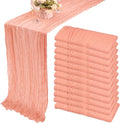 12 Pack Cheesecloth Table Runner 35x72 Inch Boho Gauze Table Runner Rustic Cheese Cloth Long Romantic Table Runners for Wedding Bridal Shower Birthday Party Table Decor (Peach Coral)