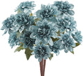 Uieke 6PCS Artificial Daisy Mums Flowers with Stem, Silk Dahlia Flowers Arrangement for Home Party Wedding Bouquet Fall Winter Table Centerpieces Decor (Blue)